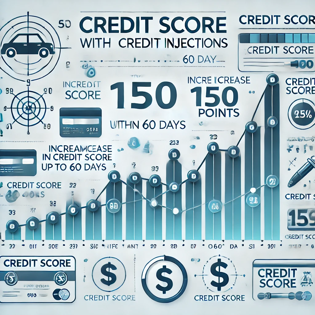 Gráfico mostrando el aumento de puntaje de crédito con inyecciones de crédito.